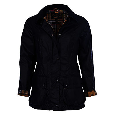 Barbour Tartan Beadnell Waxed Jacket, Navy